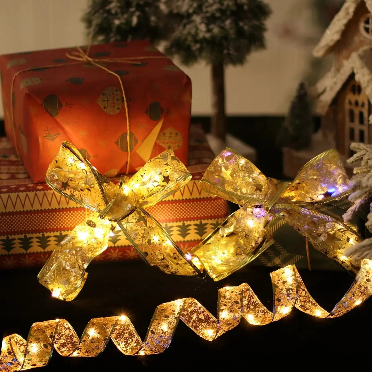 Ribbon Fairy Lights for Christmas Tree Decoration